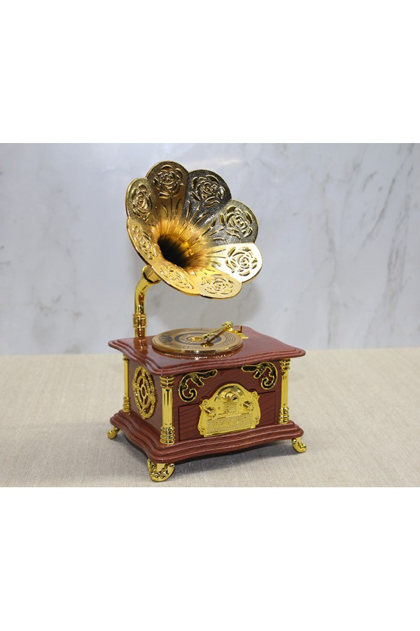 Gramafon Müzik Kutusu Kahverengi