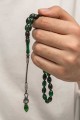 Gümüş 1000 Ayar Kazaz Püsküllü Sıkma Kehribar Tesbih