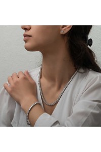 Gümüş 2.5 mm Beyaz Taşlı Su Yolu Kadın Set