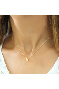 925 Ayar Gümüş 3 Boyutlu G Harf Kadın Gümüş Kolye