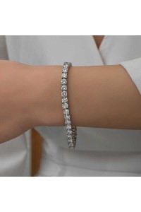 Gümüş 5 mm Beyaz Taşlı Su Yolu Kadın Bileklik