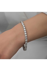 Gümüş 6 mm Beyaz Taşlı Su Yolu Kadın Bileklik Gümüş 6 mm Beyaz Taşlı Su Yolu Kadın Bileklik