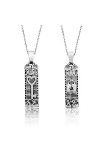 925 Ayar Gümüş Anahtar Cevşen Dualı Silindir Gümüş Kolye