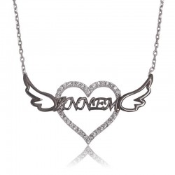 925 Ayar Gümüş Annem Yazılı Kalp Kadın Gümüş Kolye