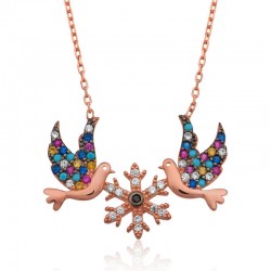 925 Ayar Gümüş Aşk Kuşları Kadın Gümüş Kolye