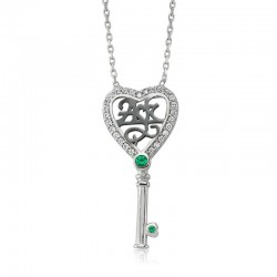 925 Ayar Gümüş Aşk Yazılı Anahtar Kadın Gümüş Kolye