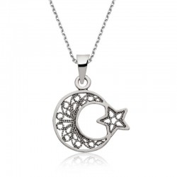 925 Ayar Gümüş Ay Yıldız Kadın Gümüş Kolye 925 Ayar Gümüş Ay Yıldız Kadın Gümüş Kolye