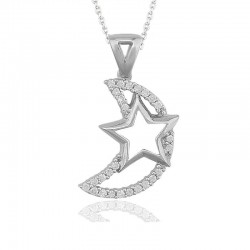 925 Ayar Gümüş Ay Yıldız Kadın Gümüş Kolye