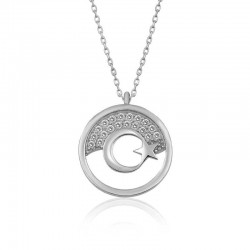 Gümüş Ay Yıldız Bayan Kolye