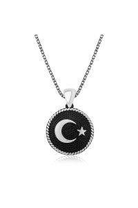 925 Ayar Gümüş Ay Yıldız Erkek Gümüş Kolye