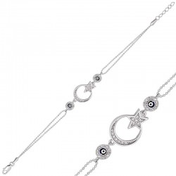 925 Ayar Gümüş Ay Yıldız Nazar Bileklik