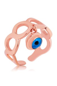 925 Ayar Gümüş Rose Ayarlamalı Nazar Göz Yüzük 925 Ayar Gümüş Rose Ayarlamalı Nazar Göz Yüzük