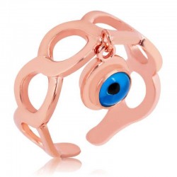925 Ayar Gümüş Rose Ayarlamalı Nazar Göz Yüzük 925 Ayar Gümüş Rose Ayarlamalı Nazar Göz Yüzük