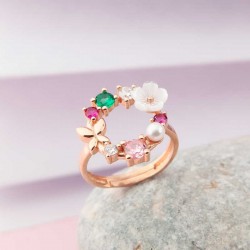 Gümüş Ayarlanabilir Rose Manolya Çiçeği Kadın Yüzük Gümüş Ayarlanabilir Rose Manolya Çiçeği Kadın Yüzük