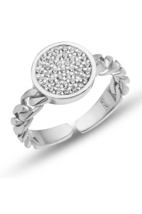 Gümüş Ayarlanabilir Yuvarlak Zirkon Taşlı Kadın Yüzük