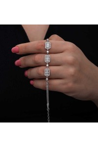 925 Ayar ​Gümüş Baget Taşlı Kadın Bileklik