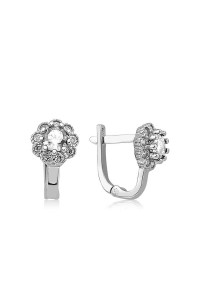 Gümüş Beyaz Çiçek Desenli Yuvarlak J Kadın Küpe Gümüş Beyaz Çiçek Desenli Yuvarlak J Kadın Küpe