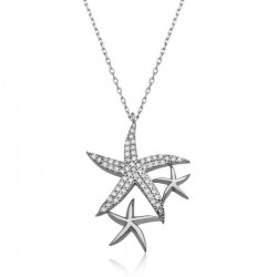 ​925 Ayar Gümüş Beyaz Deniz Yıldızları Kolye
