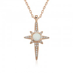 Gümüş Beyaz Opal Taşlı Kuzey Yıldızı Kolye Gümüş Beyaz Opal Taşlı Kuzey Yıldızı Kolye