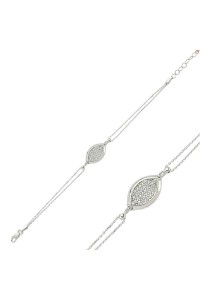 925 Ayar Gümüş Beyaz Taşlı Bileklik