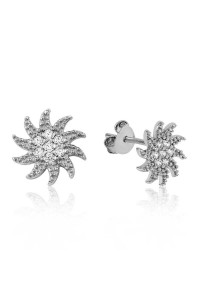 925 Ayar Gümüş Beyaz Taşlı Güneş Çivili Küpe 925 Ayar Gümüş Beyaz Taşlı Güneş Çivili Küpe