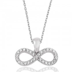 925 Ayar Gümüş Beyaz Taşlı Sonsuzluk Kadın Gümüş Kolye
