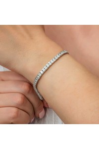 Gümüş Beyaz Taşlı Su Yolu Kadın Bileklik Gümüş Beyaz Taşlı Su Yolu Kadın Bileklik