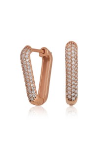 Gümüş Rose Beyaz Taşlı Üçgen Küpe Gümüş Rose Beyaz Taşlı Üçgen Küpe