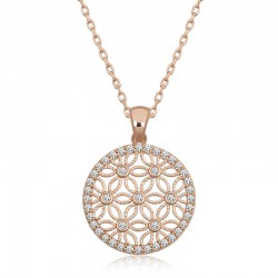 925 Ayar Gümüş Beyaz Taşlı Yaşam Çiçeği Kadın Gümüş Kolye