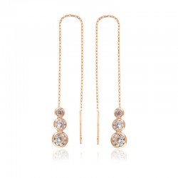 925 Ayar Gümüş Beyaz Taşlı Zincirli Küpe