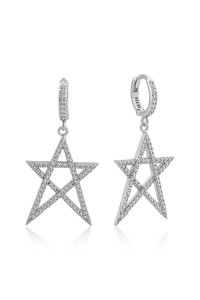 925 Ayar Gümüş Beyaz Yıldız Bayan Küpe