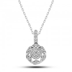 925 Ayar Gümüş Beyaz Zirkon Taşlı Çiçek Kadın Kolye