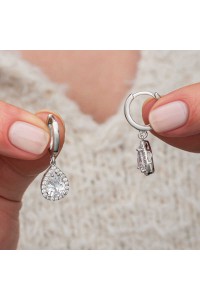 Gümüş Beyaz Zirkon Taşlı Damla Kadın Küpe