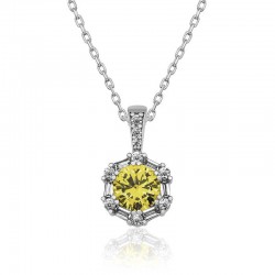 ​925 Ayar Gümüş Buğday Sarısı Baget Taşlı Kadın Gümüş Kolye