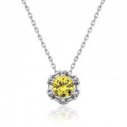 ​925 Ayar Gümüş Buğday Sarısı Baget Taşlı Kadın Gümüş Kolye