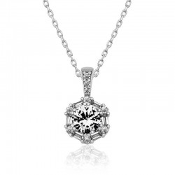 925 Ayar Gümüş Buz Beyazı Baget Taşlı Kadın Gümüş Kolye