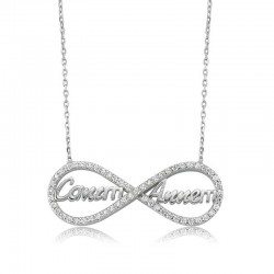 925 Ayar Gümüş Canım Annem Yazılı Sonsuzluk Kadın Gümüş Kolye