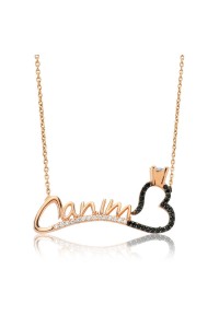 925 Ayar Gümüş Canım Yazılı Tek Taş Kalp Kadın Gümüş Kolye