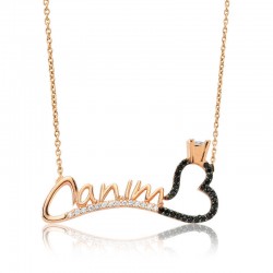 925 Ayar Gümüş Canım Yazılı Tek Taş Kalp Kadın Gümüş Kolye