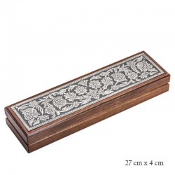Gümüş Çiçek Desenli Ahşap Tesbih Kutusu