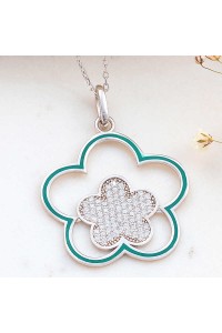 925 Ayar ​Gümüş Çiçek Desenli Kadın Kolye