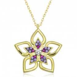 Gümüş Gold Çiçek Kadın Kolye Gümüş Gold Çiçek Kadın Kolye