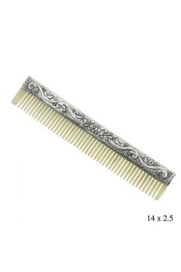 Gümüş Çiçek Motifli Kemik Tarak