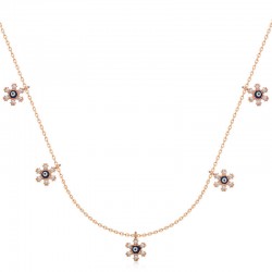 925 Ayar Gümüş Çiçek Nazarlı Şans Kadın Gümüş Kolye