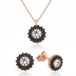 925 Ayar Gümüş Çiçek Tektaş Set 925 Ayar Gümüş Çiçek Tektaş Set