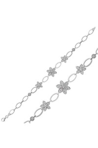 925 Ayar Gümüş Çiçekli Bileklik