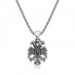 925 Ayar Gümüş Çift Başlı Kartal Erkek Gümüş Kolye