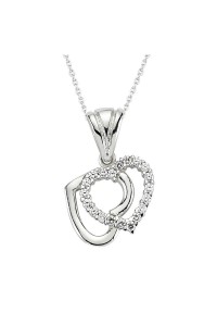 925 Ayar Gümüş Çift Kalpli Kadın Gümüş Kolye
