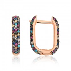 Gümüş Çift Taraflı Mix Taşlı J Bayan Küpe Gümüş Çift Taraflı Mix Taşlı J Bayan Küpe