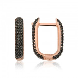 Gümüş Çift Taraflı Siyah Taşlı J Bayan Küpe Gümüş Çift Taraflı Siyah Taşlı J Bayan Küpe